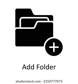 Fügen Sie Ordner Vector Solid Icon Design Illustration hinzu. Symbol der Benutzeroberfläche auf weißem Hintergrund EPS10-Datei