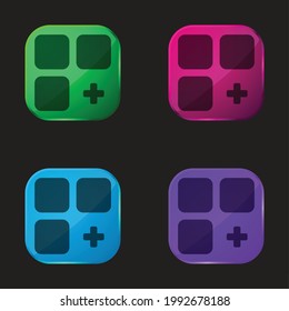 Add four color glass button icon