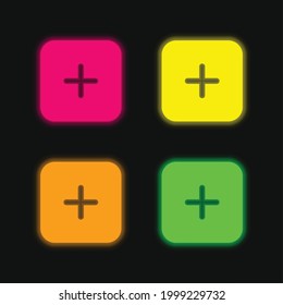 Add four color glowing neon vector icon