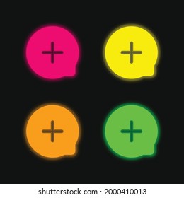 Add four color glowing neon vector icon