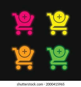 Add four color glowing neon vector icon