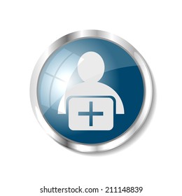 Add friend blue  button or icon vector illustration