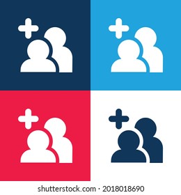 Add Friend blue and red four color minimal icon set