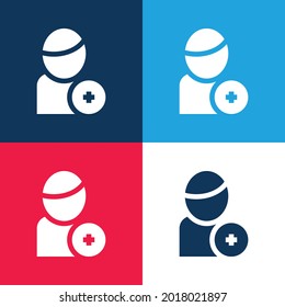 Add Friend blue and red four color minimal icon set