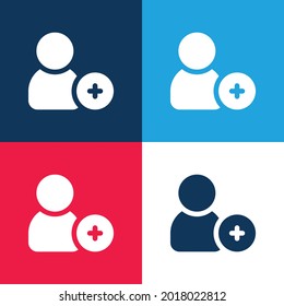 Add Friend blue and red four color minimal icon set