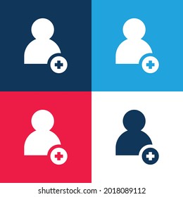 Add Friend blue and red four color minimal icon set