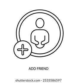 Añadir icono de línea de concepto de amigo. Ilustración de elemento simple. agregar diseño de símbolo de contorno de concepto de amigo.