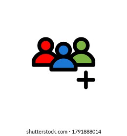 Add friend filled outline icon. symbol vector on white background