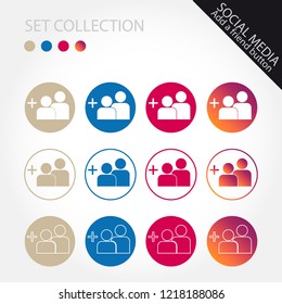 Add A Friend Icon Collection - Vector Illustration - Isolated On White Background