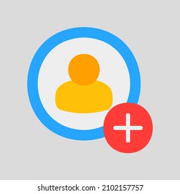 Add friend icon in flat style about social media, use for website mobile app presentation