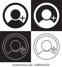 Add friend icon. isolated on white and black background. Vector Illustration. EPS 10
