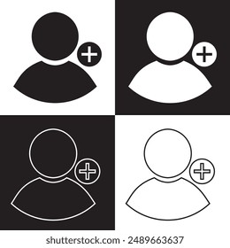 Add friend icon. isolated on white and black background. Vector Illustration. EPS 10
