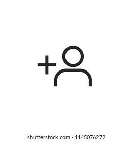 Add friend icon in linear style for social media.
