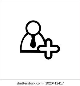 Add friend icon in thin outline style. Social media interaction internet cyber