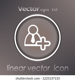 Add friend icon in thin outline style. Social media interaction internet cyber