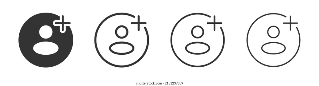 Add friend icons collection in two different styles and different stroke. Vector illustration EPS10