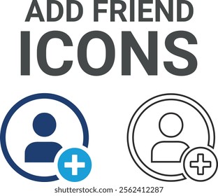 Add friend icons to, a solid icon collection for the online community, media, website, blog, content, business marketing, and social network icons.