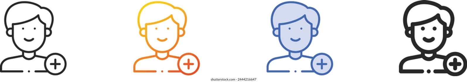 add friend icon.Thin Linear, Gradient, Blue Stroke and bold Style Design Isolated On White Background