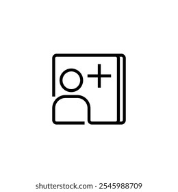 Adicionar ícone de linha de amigo. sinal de estilo linear para conceito móvel e web design. Ícone de vetor de contorno.