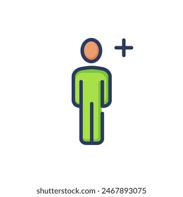 Add friend line icon. Single person, user, plus, cross isolated outline sign. People, social media, internet, contact concept. Vector illustration for web design and apps