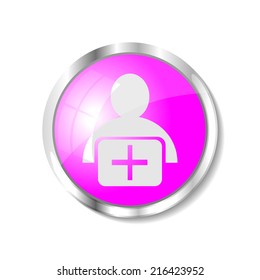 Add friend  pink  button or icon vector illustration