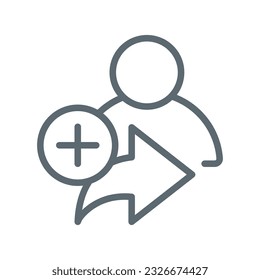 Add friend, share button concept illustration line icon design editable vector eps10