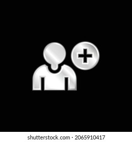 Add Friend silver plated metallic icon