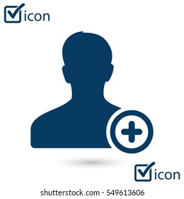 Add friend symbol. Flat design style.