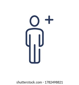 Add friend thin line icon. Single person, user, plus, cross isolated outline sign. People, social media, internet, contact concept. Vector illustration symbol element for web design and apps