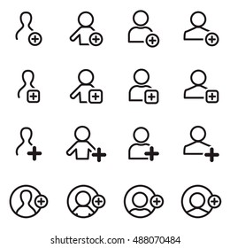 Add friend or user icon set. Vector illustration.