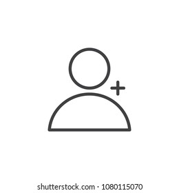 Add Friend User outline icon. linear style sign for mobile concept and web design. add contact simple line vector icon. Symbol, logo illustration. Pixel perfect vector graphics