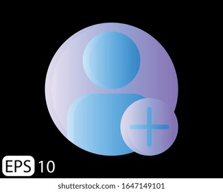 add friend, add user, add people flat style icon, plus friend sign for web and mobile app on black background. EPS 10