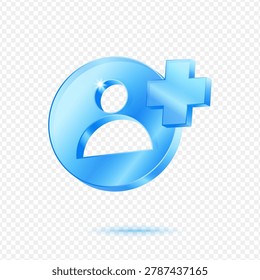 Add Friend User Profile, 3D Blue Glossy Social Connection Icon