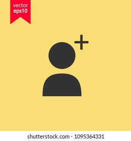 Add friend vector icon. Add member  vector sign. Add person social sign. Yellow background. EPS 10