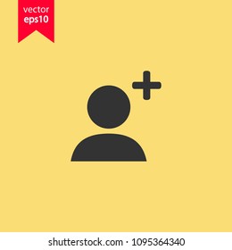 Add friend vector icon. Add member  vector sign. Add person social sign. Yellow background. EPS 10