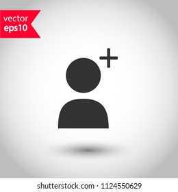 Add friend vector icon. Add member  vector sign. Add person social sign. Studio background. EPS 10 flat sign.