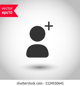 Add friend vector icon. Add member  vector sign. Add person social sign. Studio background. EPS 10 flat sign.
