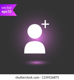 Add friend vector icon. Add member  vector sign. Add person social sign. User avatar sign. Man profile icon. EPS 10 flat symbol