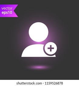 Add friend vector icon. Add member  vector sign. Add person social sign. User avatar sign. Man profile icon. EPS 10 flat symbol