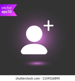 Add friend vector icon. Add member  vector sign. Add person social sign. User avatar sign. Man profile icon. EPS 10 flat symbol