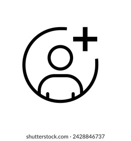 add to friends icon. Man icon in a circle. Icon for applications and communication. Stock Vector