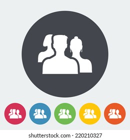Add to friends. Single flat icon on the circle. Vector illustration.