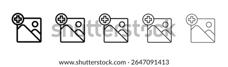 add to gallery icon vector outline symbol or illustration