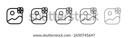 add to gallery icon vector outline symbol or illustration