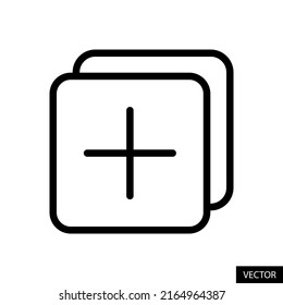 Fügen Sie zur Galerie, Playlist, Liste, Sammlung Vektorsymbol im Linienstil-Design für Website-Design, App, Benutzeroberfläche, einzeln auf weißem Hintergrund hinzu. Bearbeitbarer Strich. EPS10 Vektorgrafik.