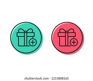 Add Gift Box Line Icon. Present Or Sale Sign. Birthday Shopping Symbol. Package In Gift Wrap. Positive And Negative Circle Buttons Concept. Good Or Bad Symbols. Add Gift Vector