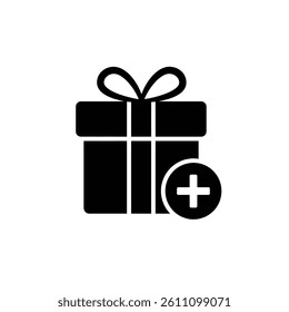 Add Gift Vector Icon Black Silhouette Present With Plus Sign