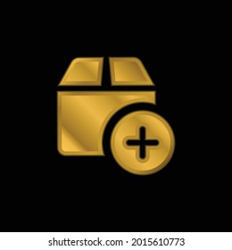 Add gold plated metalic icon or logo vector