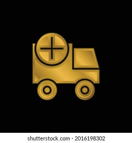 Add gold plated metalic icon or logo vector