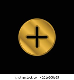 Add gold plated metalic icon or logo vector